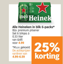  heineken silver 0.0 blikjes bier 6 25 orig pack blik premium pilsener liter m.u.v gekoeld varieeren 