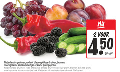  2 400 450 500 nederlandse pruimen rode blauwe pitloze druiven bramen snackgroenten zoete punt paprika bak zak 