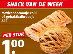  100 snack week chili gehaktbalbroodje stuk 