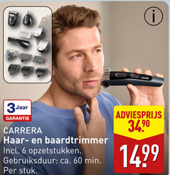  6 60 3jaar carrera baardtrimmer opzetstukken gebruiksduur ca. min stuk 