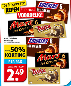  6 50 snickers repen ijskoud ice cream mars twix ijs pakken stuks pak b 