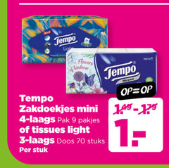 3 4 9 tempo flowers zakdoekjes mini pak tissues light doos stuks stuk 