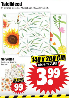  tafelkleed 20 99 140 200 dessins afwasbaar peva servetten pak stuks elders cm 3.99 