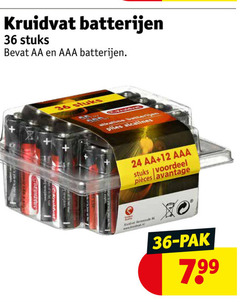  kruidvat huismerk batterijen 12 24 36 stuks aa aaa alkaline piles alcalines voordeel avantage pak 