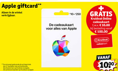  cadeaukaart 250 1000 apple giftcard ontvangt 2e kassabon activatiecode verzilveren kruidvat.nl kruidvat online t.w.v. besteding 