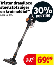  tristar steelstofzuiger 30 40 draadloze kruimeldief accu min 