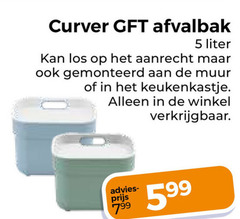  curver afvalemmer 5 afvalbak liter aanrecht gemonteerd muur keukenkastje 