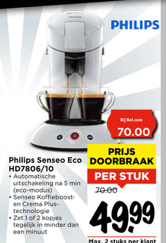  philips koffiepadmachine 1 2 5 10 bol.com senseo eco doorbraak automatische uitschakeling min modus crema plus technologie kopjes minder minuut stuk stuks 