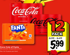  coca-cola fanta frisdrank cola 12 33 coca original orange co zero soorten pack blik 6x calories 5.99 