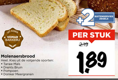  279 bakkerij molenaersbrood volgende soorten tarwe drents bruin pompoen donker meergranen buitenservies zegels stuk 