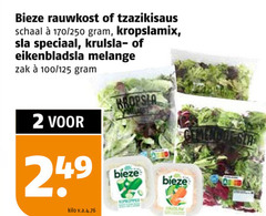  2 bieze rauwkost tzazikisaus schaal 250 kropslamix sla krulsla eikenbladsla melange zak 100 kilo coleslaw 