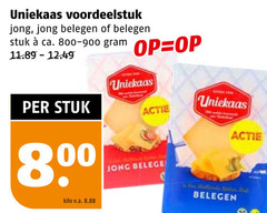  uniekaas kaas voordeelstuk jong belegen stuk ca. 8 kilo v.a. 