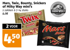  2 mars twix bounty snickers milky zakken stuks minis 12x jurassic world 