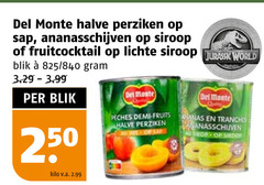  250 monte halve perziken sap ananasschijven siroop fruitcocktail lichte blik 825 kilo v.a. jurassic world demi fruits tranches risk 