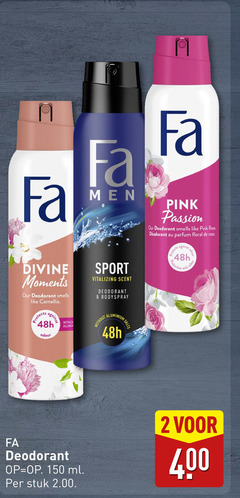  fa deodorant 2 150 400 men pink passion like rose parfum floral divine moments camellia protects against odour aluminium sport vitalizing scent bodyspray without protection anti odeur ml stuk 