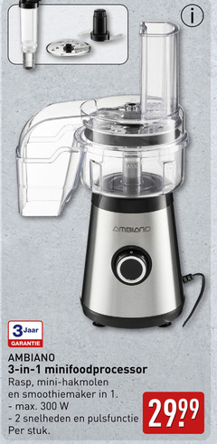  foodprocessor 1 2 3 300 jaar rasp mini hakmolen smoothiemaker snelheden pulsfunctie stuk 