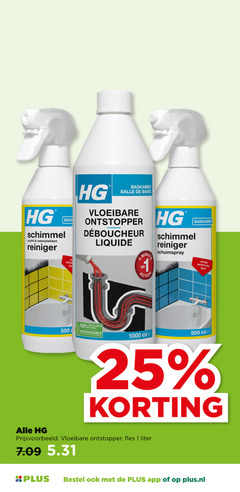  1 5 25 45 100 500 1000 hg schimmel vocht weerplekken reiniger bad schroeven badkamer vloeibare ontstopper liquide minut action schuimspray recyclable plastic biodegradable recording to minder penetrante geur ml fles liter plus.nl 
