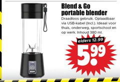  tmc blend go portable blender draadloos gebruik oplaadbaar usb kabel thuis onderweg sportschool werk inhoud ml elders 5.99 