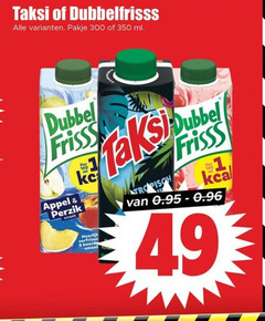  taksi dubbelfrisss fruitdrank 100 300 350 pakje ml dubbel frisss appel perzik verfrissend smaal tropisch 