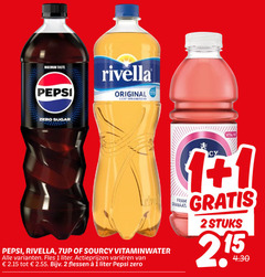  pepsi 7-up rivella frisdrank cola 1 2 taste original licht zero sugar sourcy vitaminwater fles liter varieeren flessen granaat vitalite stuks 