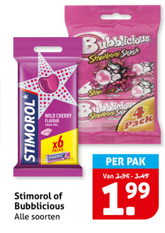  bubblicious stimorol kauwgom wild cherry flavour sugar free strawberry splash straw sa sala pack soorten pak 