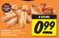  4 vers oven roomboter croissants petit pains wit meergranen kaiserbroodjes stuks 