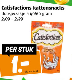  catisfactions kattensnacks satisfaction doosje zakje 40 60 stuk kilo v.a. 