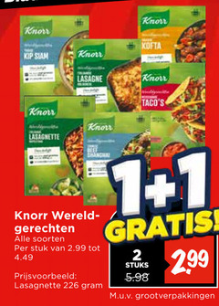  1 knorr kip siam lasagne lasagnette shanghai wereld gerechten soorten stuk stuks 