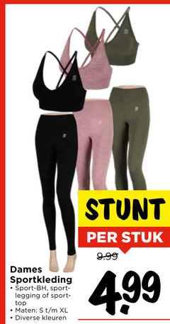  dames sportkleding sport bh legging top maten xl kleuren stuk 