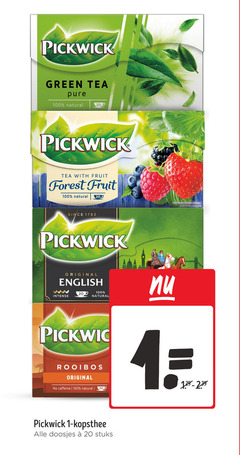  pickwick thee 1 20 100 200 green tea natural with fruit forest bosvruchten fruits des bois since original english intense rooibos caffeine kopsthee doosjes stuks 