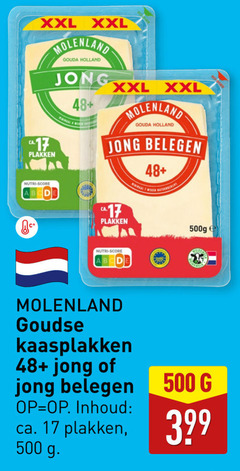  kaasplakken 17 500 xxl nutri score molenland gouda holland jong 48 belegen goudse inhoud ca. 