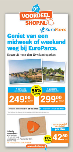  4 5 6 7 10 15 50 55 150 5000 voordeel midweek weekend weg vakantieparken persoons accommodatie voucher inleveren bedlinnen toeristenbelasting verplicht boeken zalando cadeaukaart variabel varieert stuk 