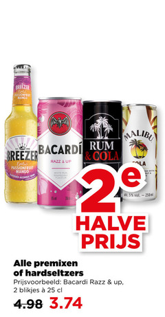  mixdrank hard seltzer 2 5 25 breezer exotic passionfruit mango flavoured alcoholic bacardi rum cola razz up val white raspberry flavour premixen malibu la 250ml halve blikjes 