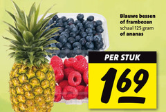  ananas blauwe bessen frambozen schaal stuk 