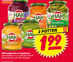  hak groenteconserven appelmoes bonen sperziebonen 1 2 10 100 natuurlijke ingredienten rode open potten doperwt potgroente haricots verts bonenschotels pot 330-370 