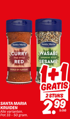  santa maria kruiden 1 2 curry thai style red world flavours pot wasabi japanese sesame stuks 