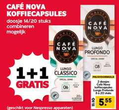  cafe nova koffiecups 1 2 8 20 mcafee koffiecapsules doosje 14 stuks combineren lungo classico grind 06 rond aluminium capsules profondo doosjes nespresso apparaten 