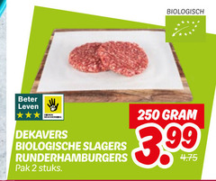  2 250 biologisch beter leven dieren bescherming dekavers biologische slagers runderhamburgers pak stuks 3.99 