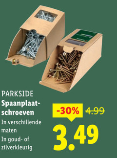  parkside spaanplaatschroeven schroeven maten goud zilverkleurig 