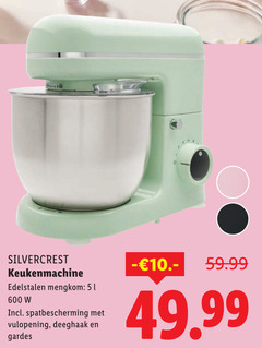  600 silvercrest keukenmachine edelstalen mengkom spatbescherming vulopening deeghaak gardes 