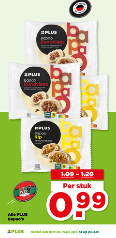  bapao broodje rundvlees gestoomd gevuld kruidig ketjap beter leven kip mild gekruide stukjes malse min magnetron 00 nutri score core stuk plus.nl 