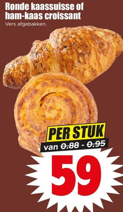  kaasbroodjes ronde ham kaas croissant vers afgebakken stuk 