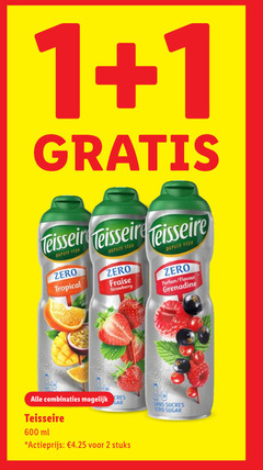  teisseire limonadesiroop 1 2 600 depuis zero tropical fraise parfum flavour grenadine strawberry combinaties ml actieprijs stuks sans sucres sugar 