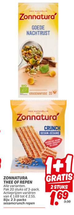  zonnatura thee mueslirepen 1 2 3 20 100 natuurlijk nachtrust bio kruideninfusie crunch sesam sesame natuurlijke balans voedzaam repen pak stuks pack varieeren 