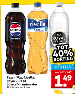  pepsi rivella royal club frisdrank cola 1 40 taste original licht sprankelend zero sugar sourcy vitaminwater flessen liter fles 