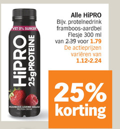  drinkyoghurt 25 300 vet suiker proteine framboos aardbei protein drink flesje ml varieeren 