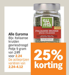  euroma kruiden 9 25 100 italiaanse gevriesdroogd potje varieeren italiennes pasta sauzen soepen pizza sauces pour puur pur 