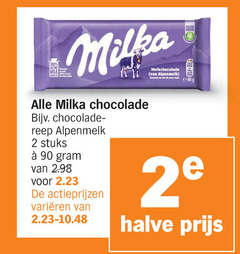  milka chocolade 2 90 100 milk reep alpenmelk stuks varieeren melkchocolade halve 