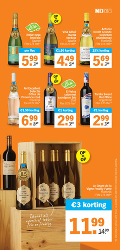  rode wijn rose witte 1 3 4 6 8 10 11 25 90 superieur millesime rodet nix18 lay bio hola cava brut spanje fles liter hamers rueda albali vina antonin chardonnay grande frankrijk cotes excellent provence rosee cabernet sauvignon chili 2 99 sweet red wa wine le chant la vigne pouilly fume flessen dezelfde combinatie aanbieding aperitief fris fruitig 