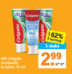  colgate tandpasta 3 triple action fresh tubes ml gel stuks 